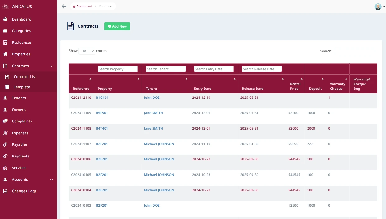 demo of andalus property management in qatar