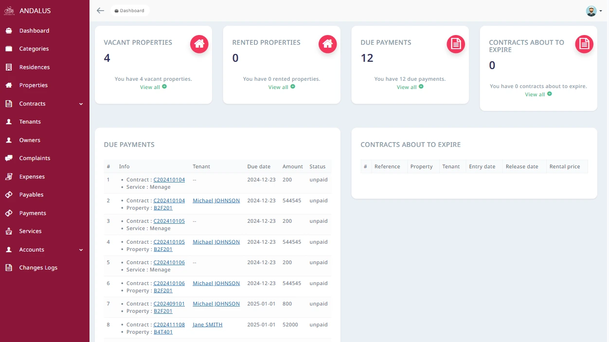 demo of andalus property management in qatar