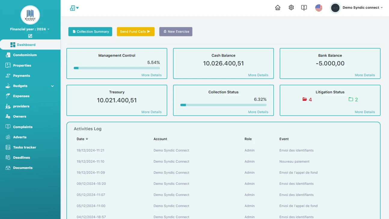 demo of syndicconnect management in morocco