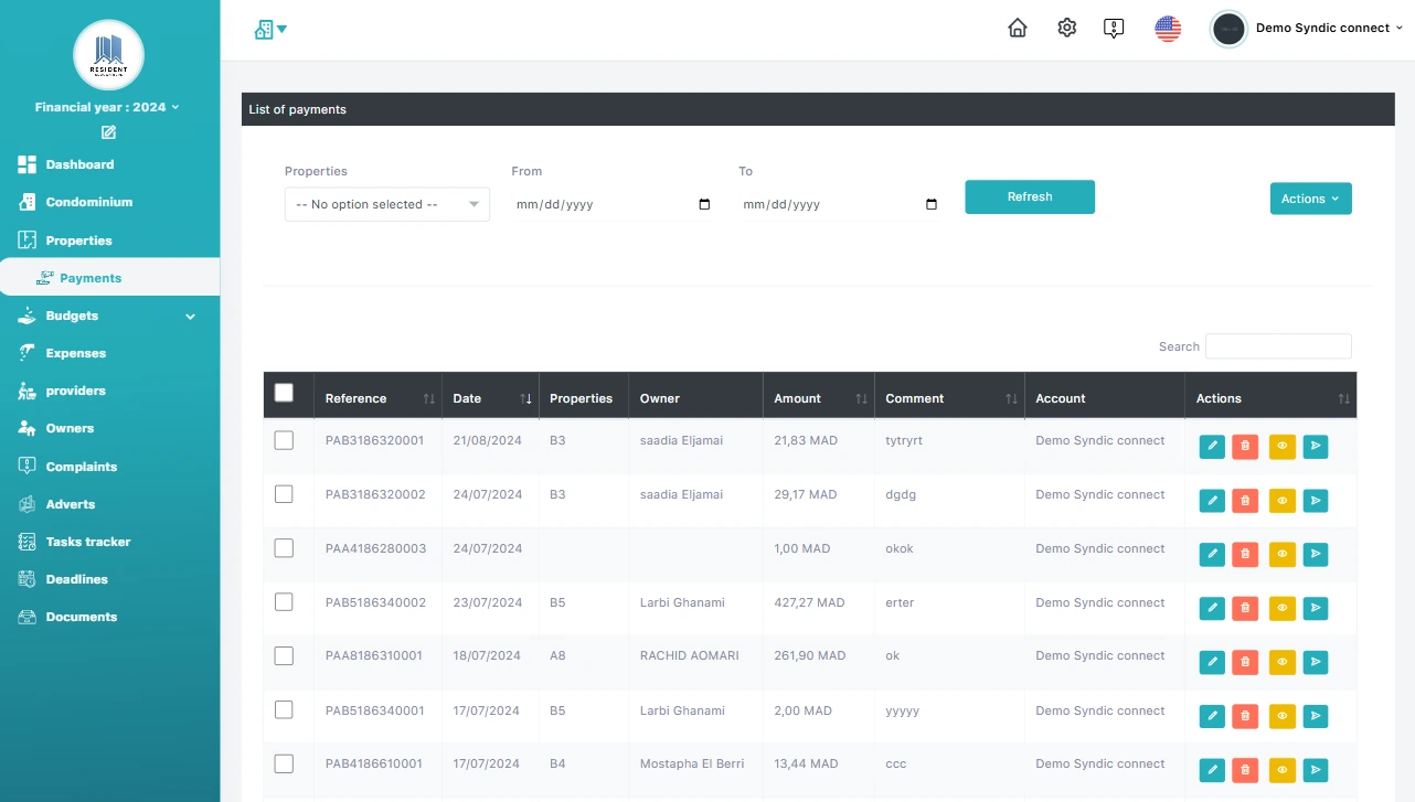 demo of syndicconnect management in morocco